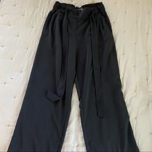 Zara Black Cropped Pants, with waist tie